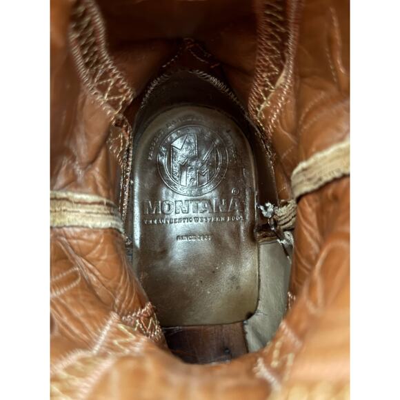 Montana Exotic Caiman Fuscus Skin Leather Men’s Western Boots Size 6 E main image 7